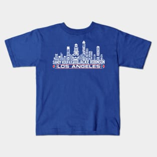 Los Angeles Baseball Team All Time Legends, Los Angeles City Skyline Kids T-Shirt